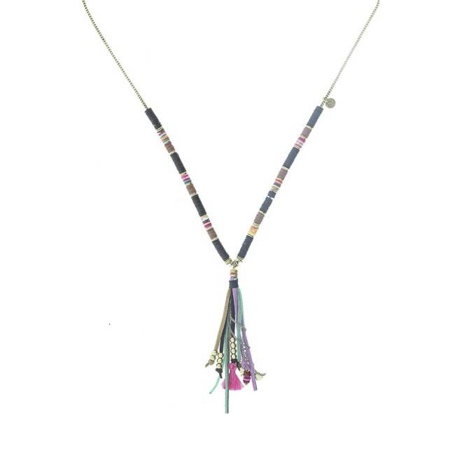 LONG FIMO COLG FRINGE NECKLACE