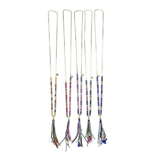 LONG FIMO COLG FRINGE NECKLACE