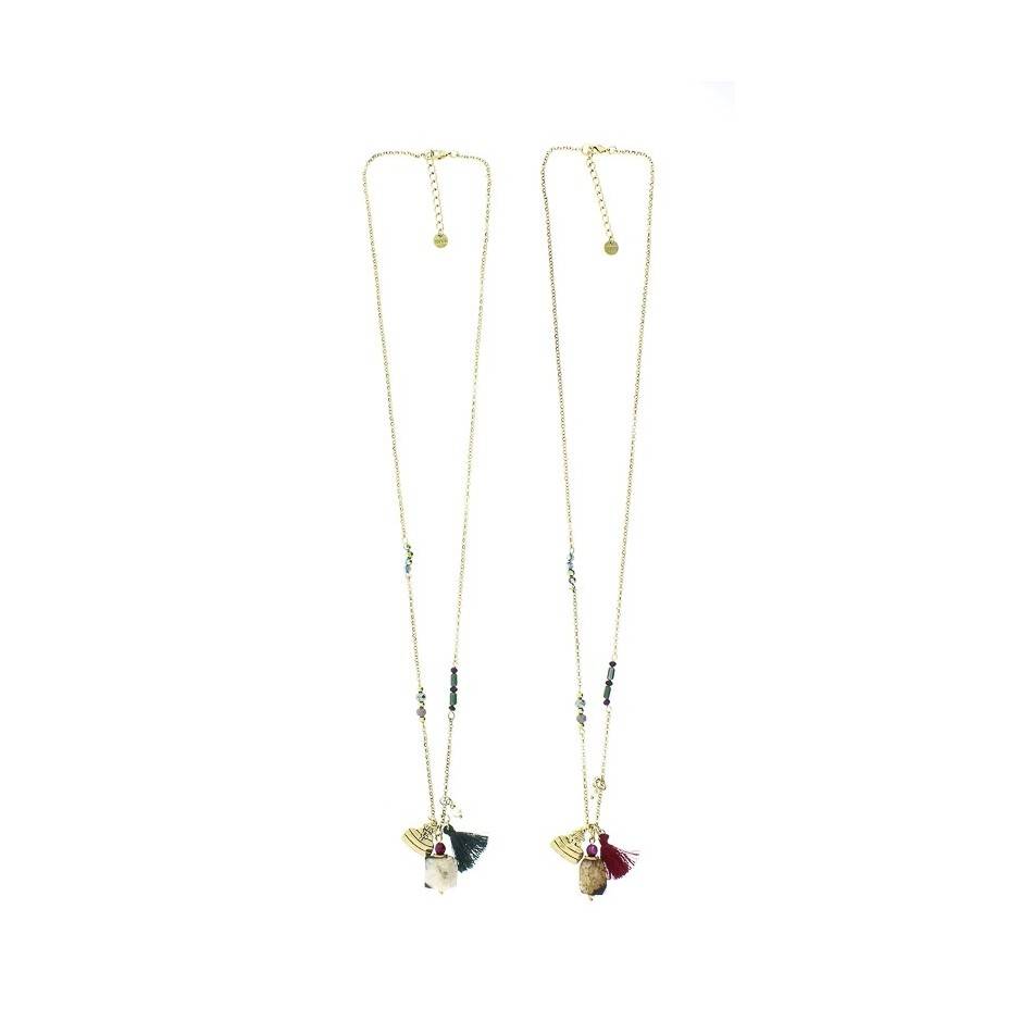 LONG PENDANT CHAIN NECKLACE STONE