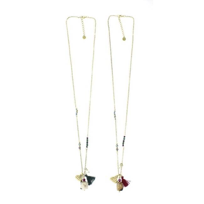 LONG PENDANT CHAIN NECKLACE STONE