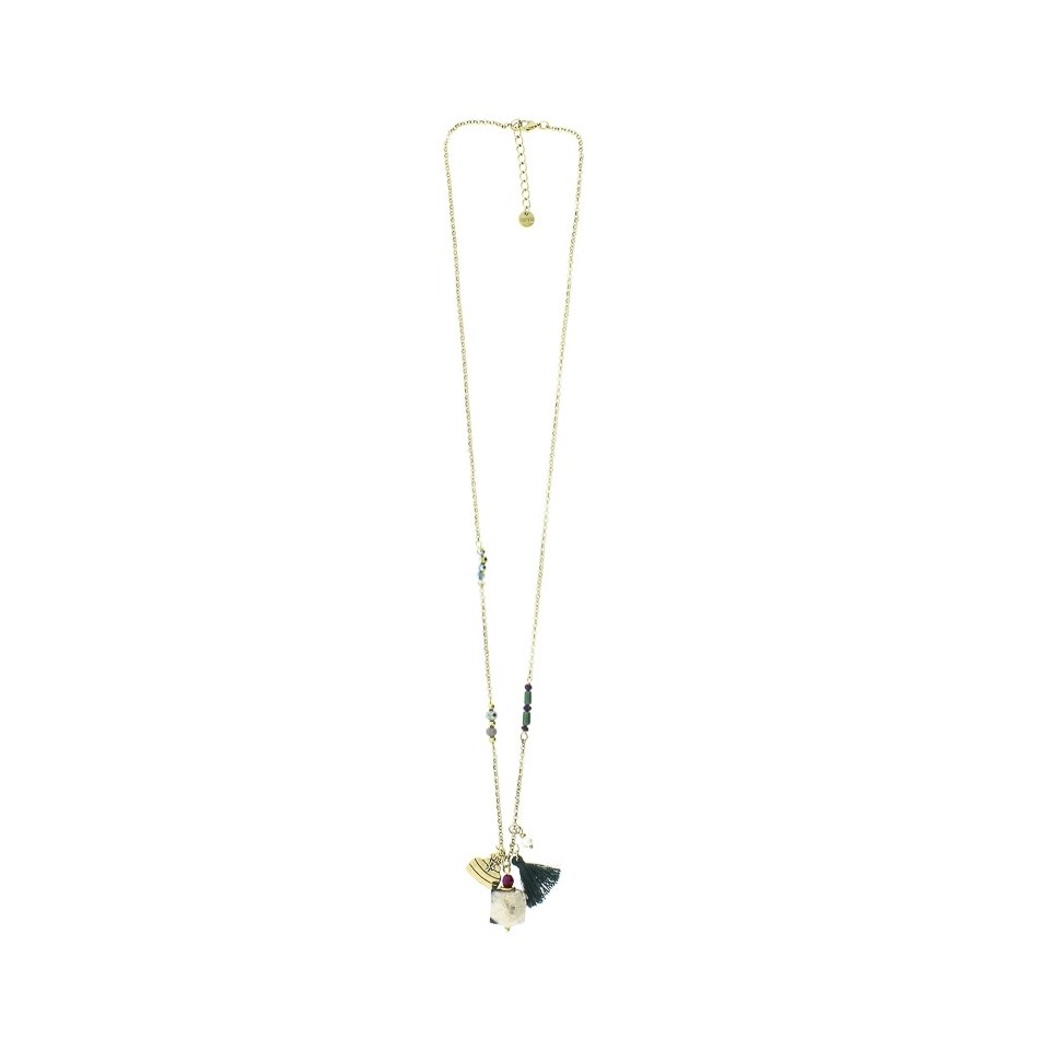 LONG PENDANT CHAIN NECKLACE STONE