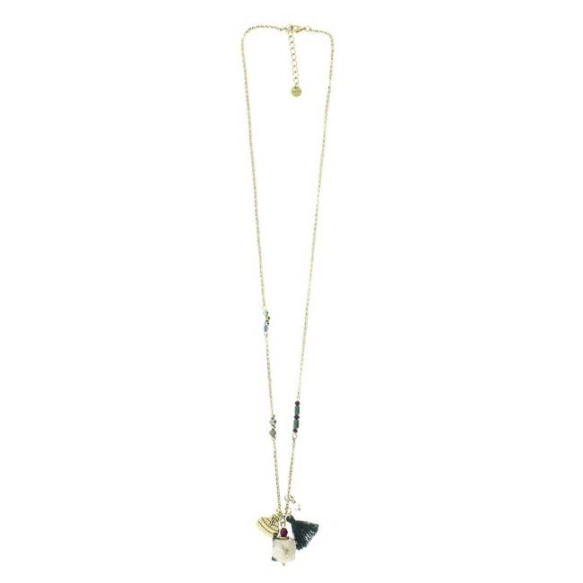 LONG PENDANT CHAIN NECKLACE STONE