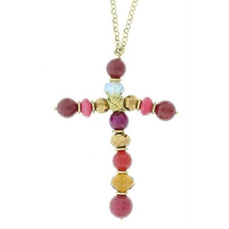 COLLAR LARCO COLG CRUZ PIEDRAS