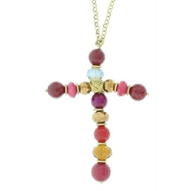 LONG NECKLACE WITH CROSS STONES