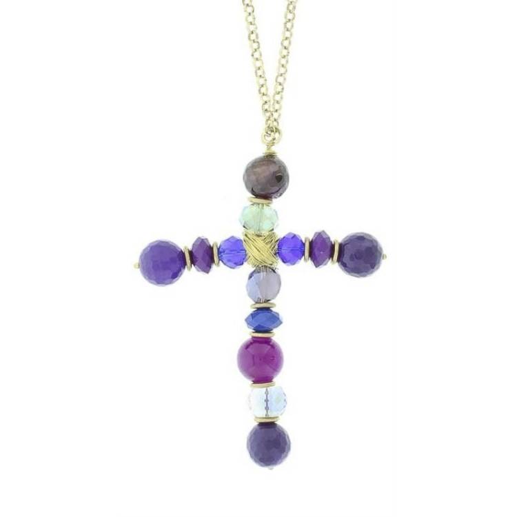 COLLAR LARGO COLG CRUZ PIEDRAS