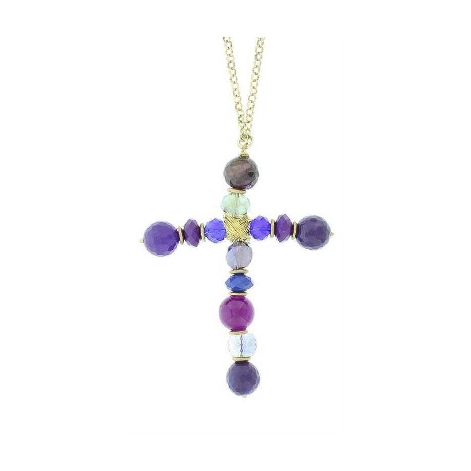 LONG NECKLACE WITH CROSS STONES