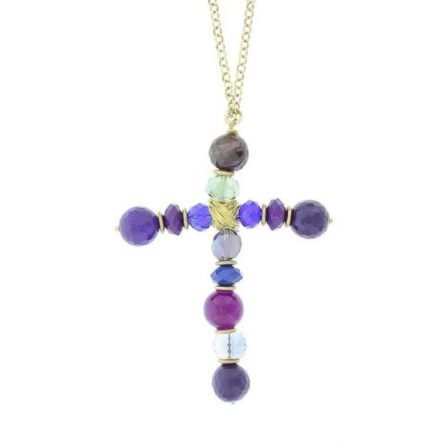 COLLAR LARGO COLG CRUZ PIEDRAS