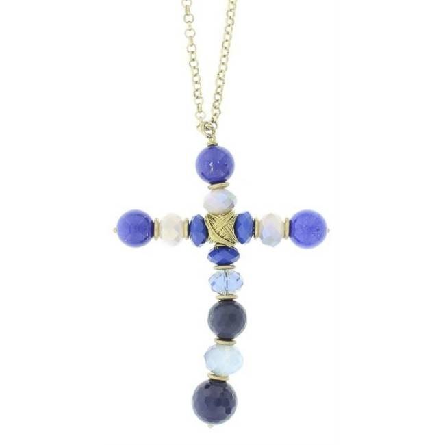 LONG NECKLACE WITH CROSS STONES