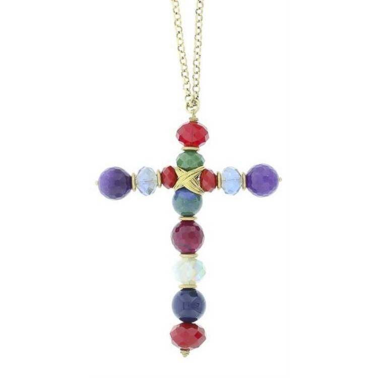 COLLAR LARGO COLG. CRUZ PIEDRAS