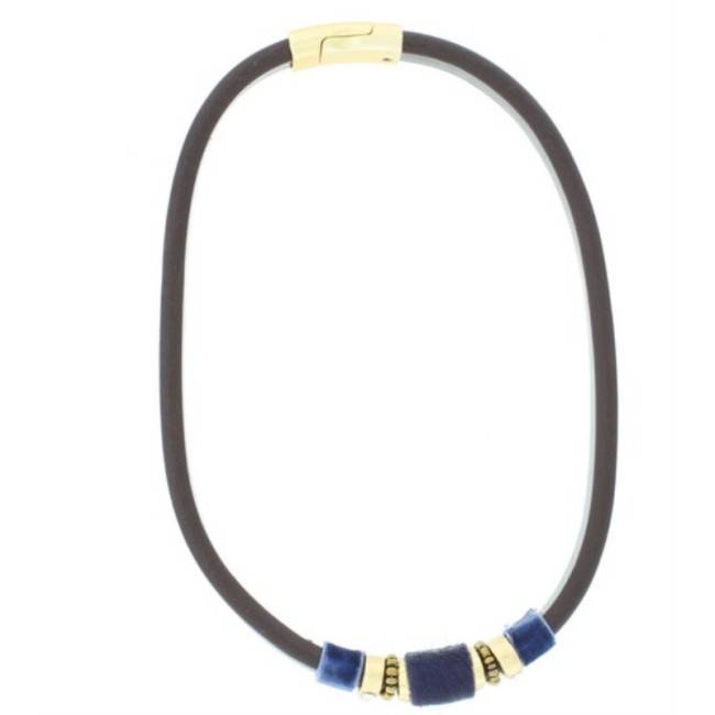 LEATHER SHORT NECKLACE WITH BEADS