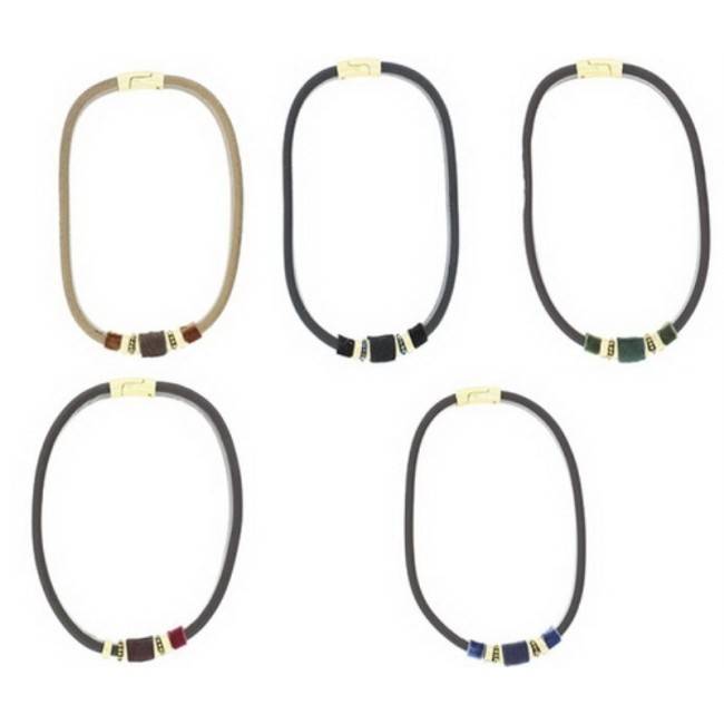 LEATHER SHORT NECKLACE WITH BEADS