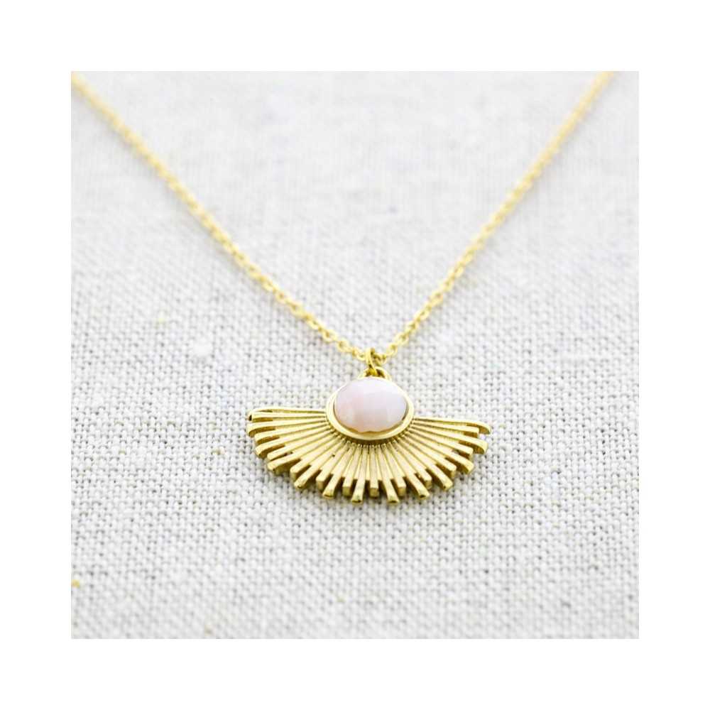 MEDIUM SUN STONE STEEL SHORT NECKLACE