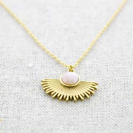 MEDIUM SUN STONE STEEL SHORT NECKLACE