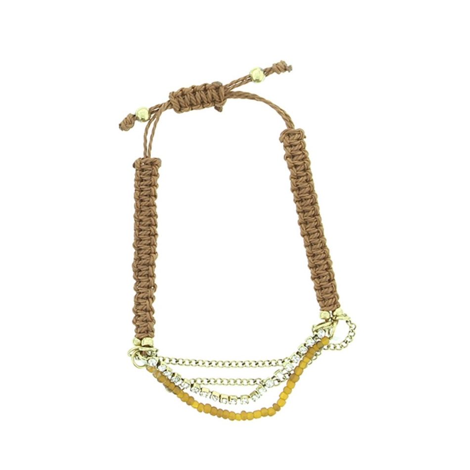 PULSERA ANUDADA CADENAS CRISTALES