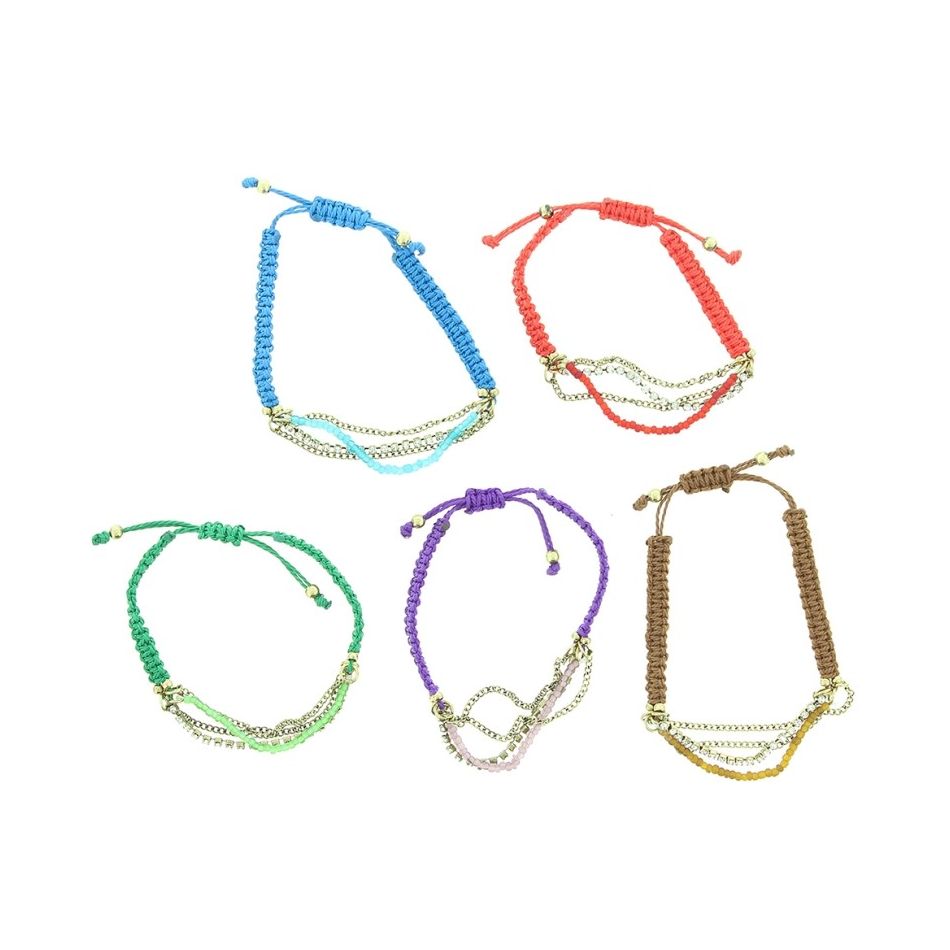 KNOTTED BRACELET WITH CRYSTAL CHAINS