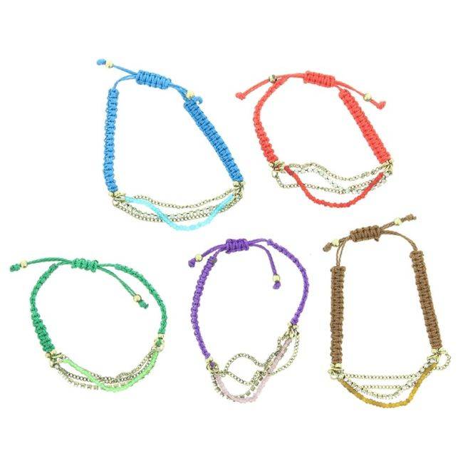 KNOTTED BRACELET WITH CRYSTAL CHAINS