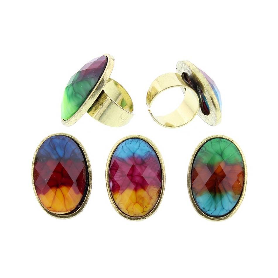 ANILLO METAL RESINA FACETADO ANILLO AJUSTABLE