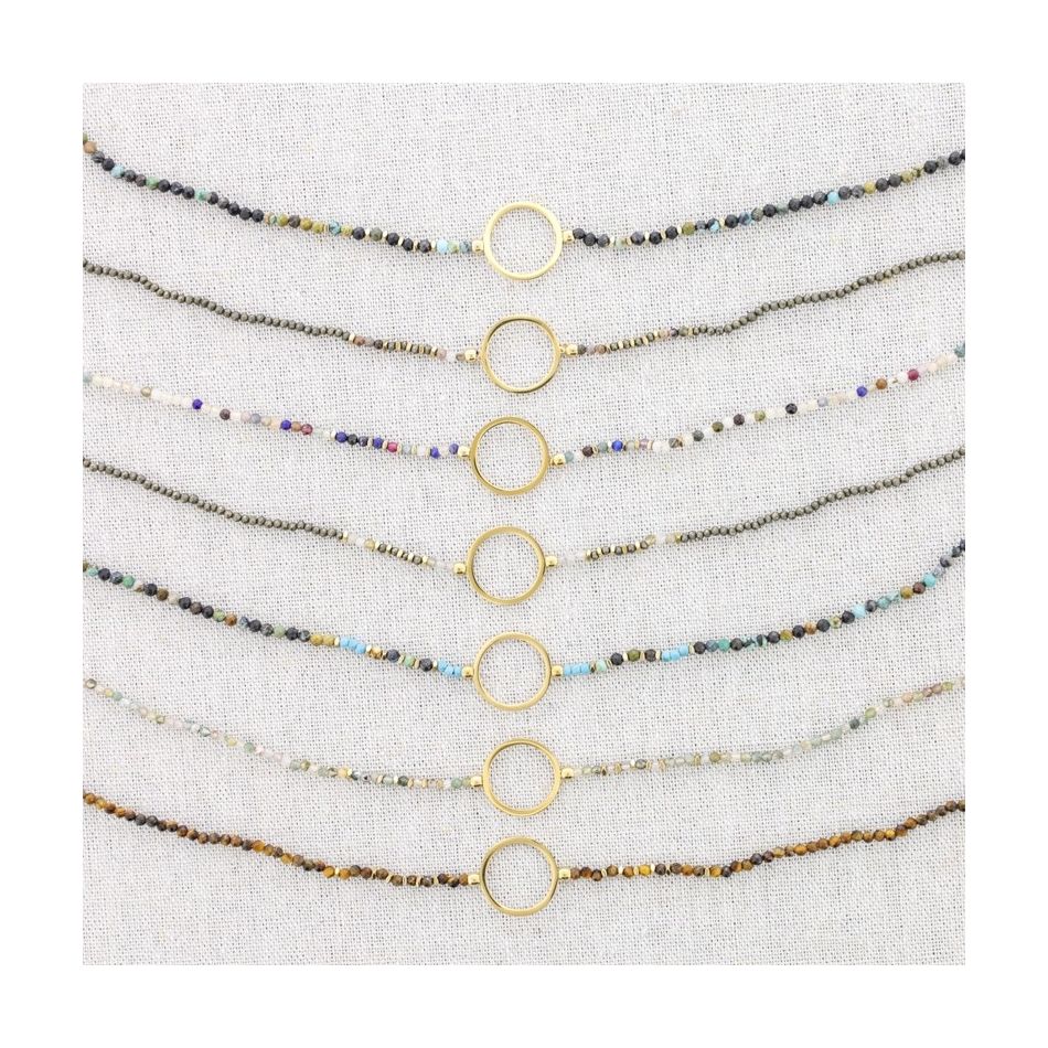 RING STONES STEEL SHORT NECKLACE