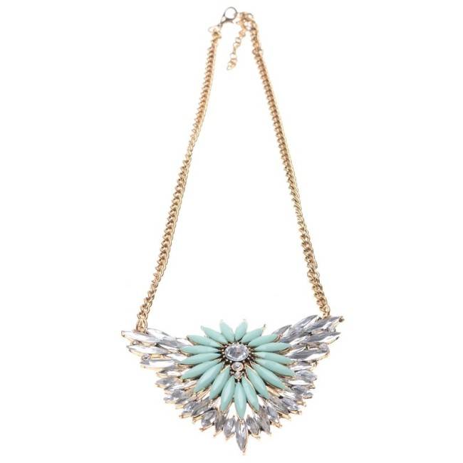 METAL SHORT NECKLACE WITH ENCRUSTED CRYSTALS