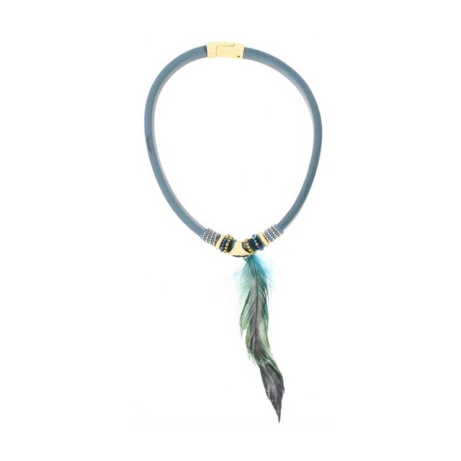 LEATHER SHORT NECKLACE WITH BEADS