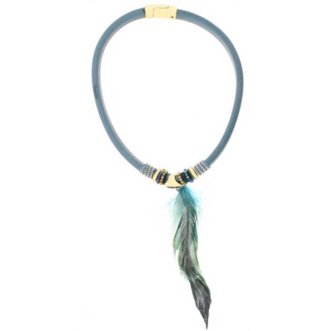 LEATHER SHORT NECKLACE WITH BEADS