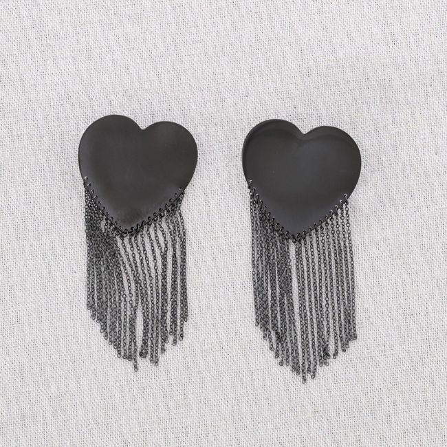 PENDIENTES ACERO CORAZÓN COLGANTE CADENAS