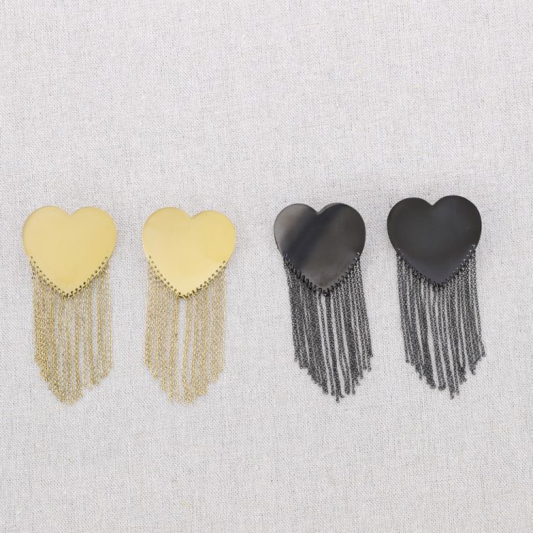 PENDIENTES ACERO CORAZÓN COLGANTE CADENAS 2