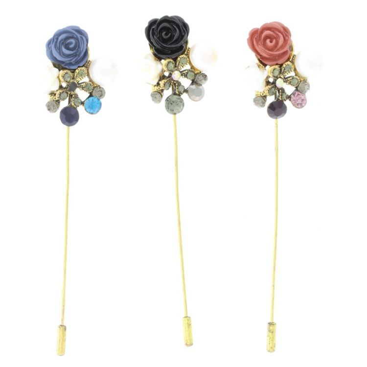 BROCHE AGUJA METAL CRISTALES