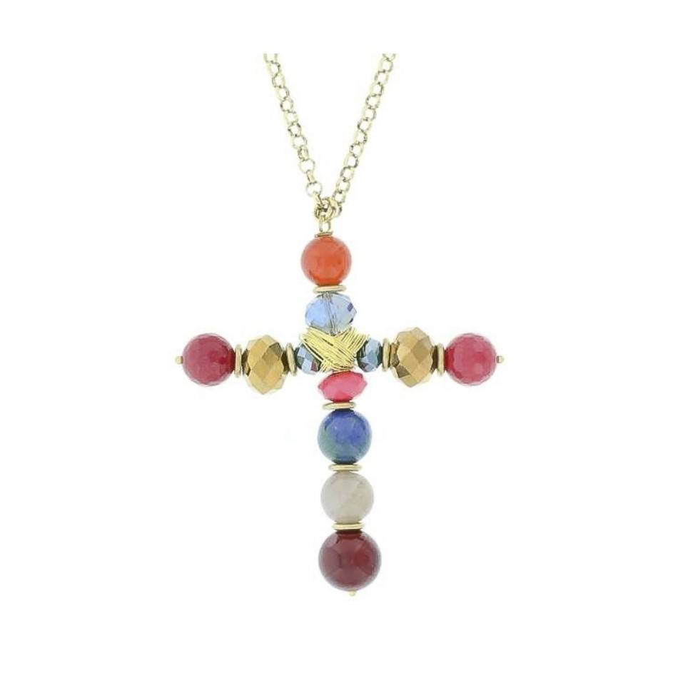 COLLAR LARGO COLG. CRUZ PIEDRAS