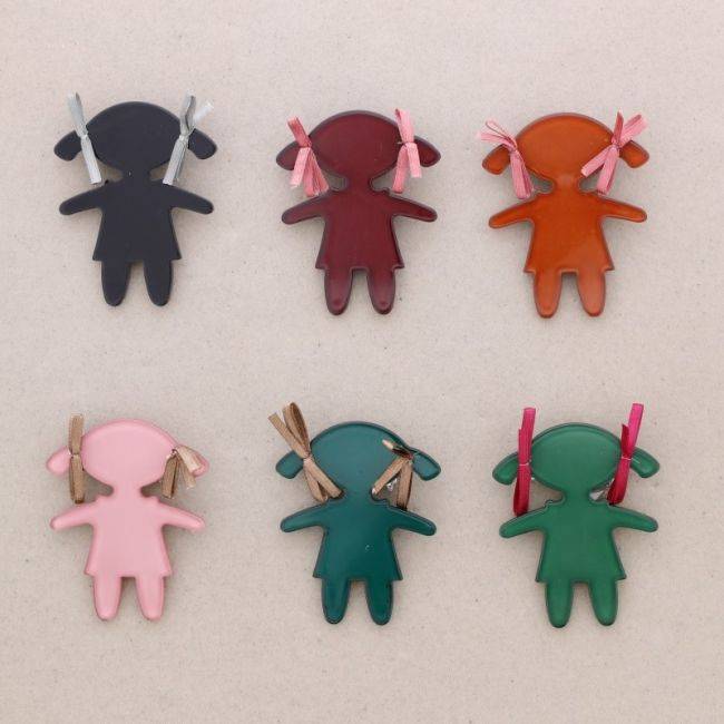 RESIN DOLL BROOCH