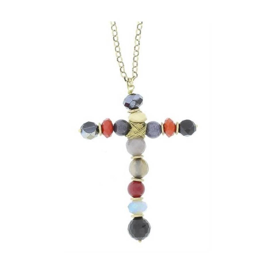 COLLAR LARGO COLG. CRUZ PIEDRAS
