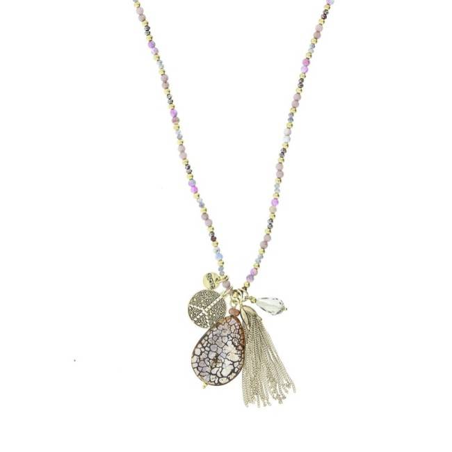 LONG STONE PENDANT NECKLACE