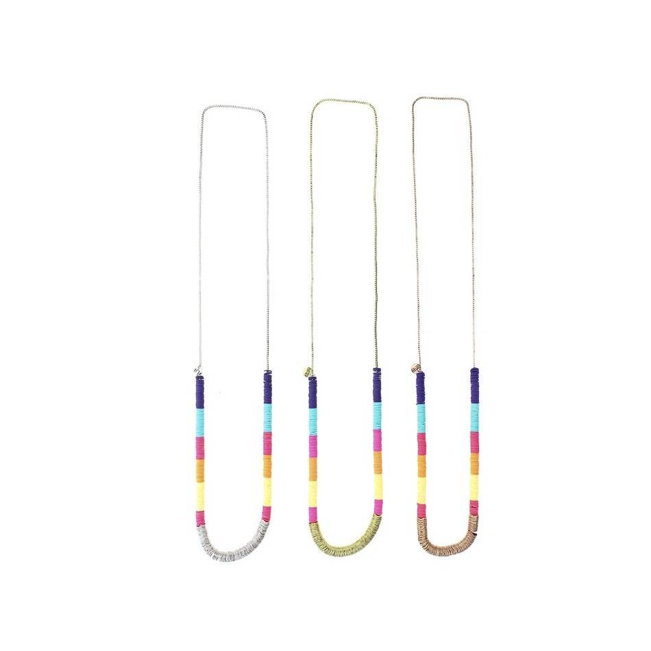 COLLAR LARGO CUENTAS METAL FIMO