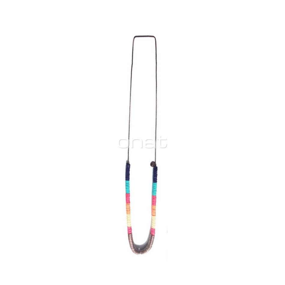 FIMO METAL BEADS LONG NECKLACE