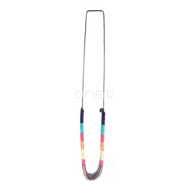 COLLAR LARGO CUENTAS METAL FIMO