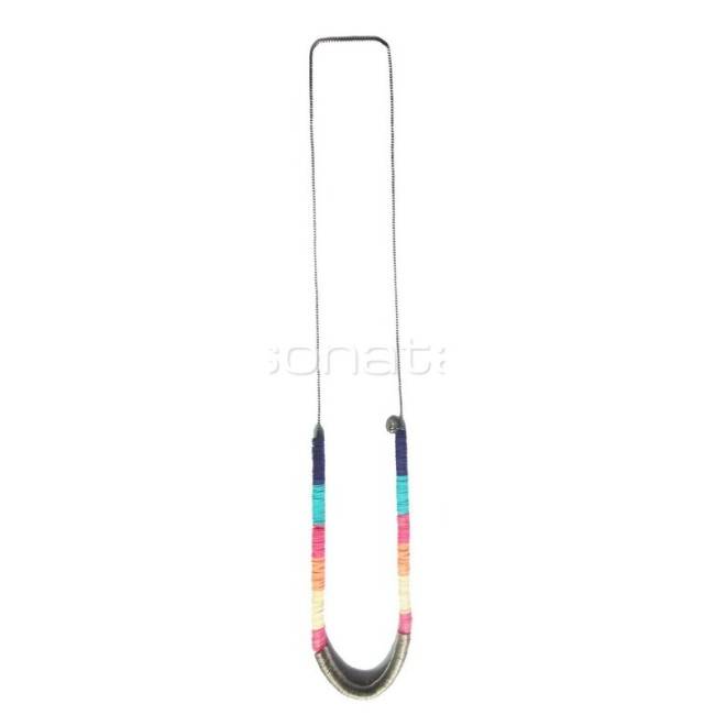 COLLAR LARGO CUENTAS METAL FIMO