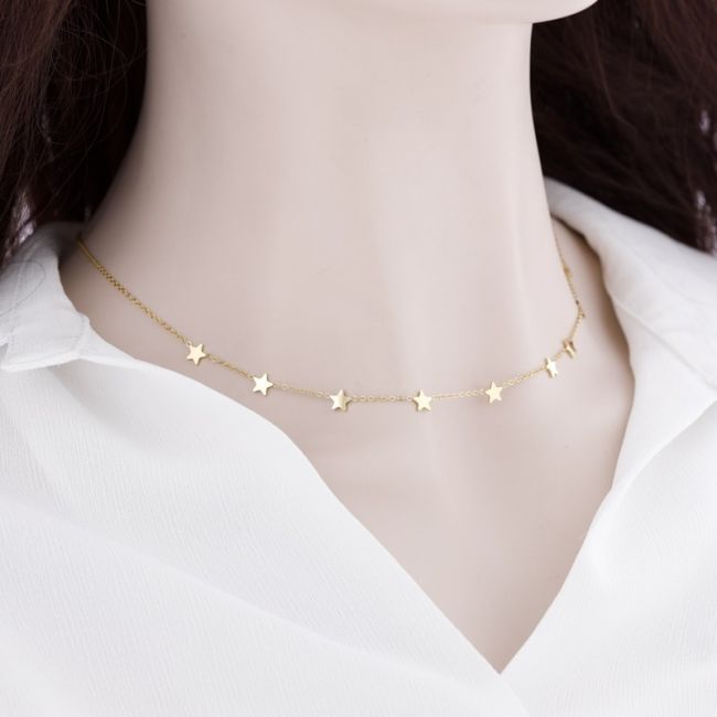NINE LITTLE STARS STEEL SHORT NECKLACE