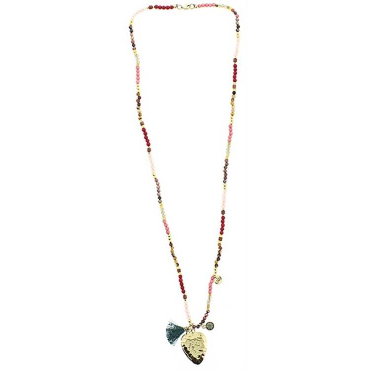 COLLAR LARGO METAL PIEDRAS COLGANTE