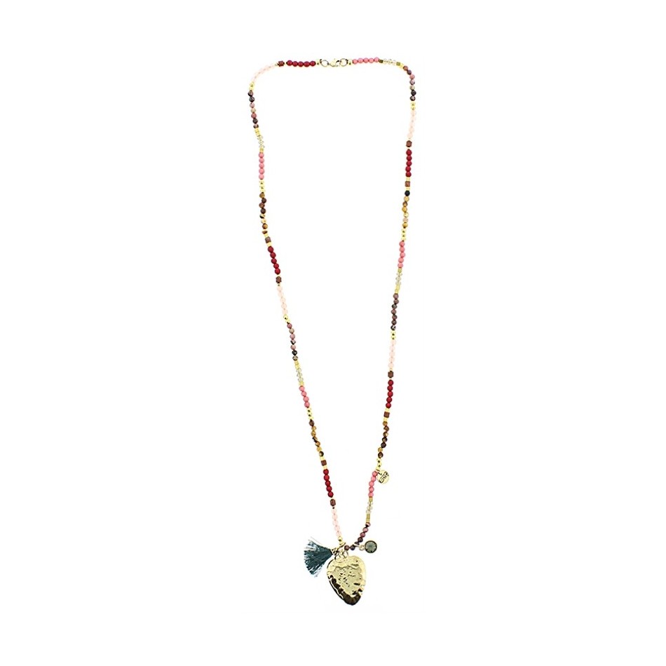 COLLAR LARGO METAL PIEDRAS COLGANTE