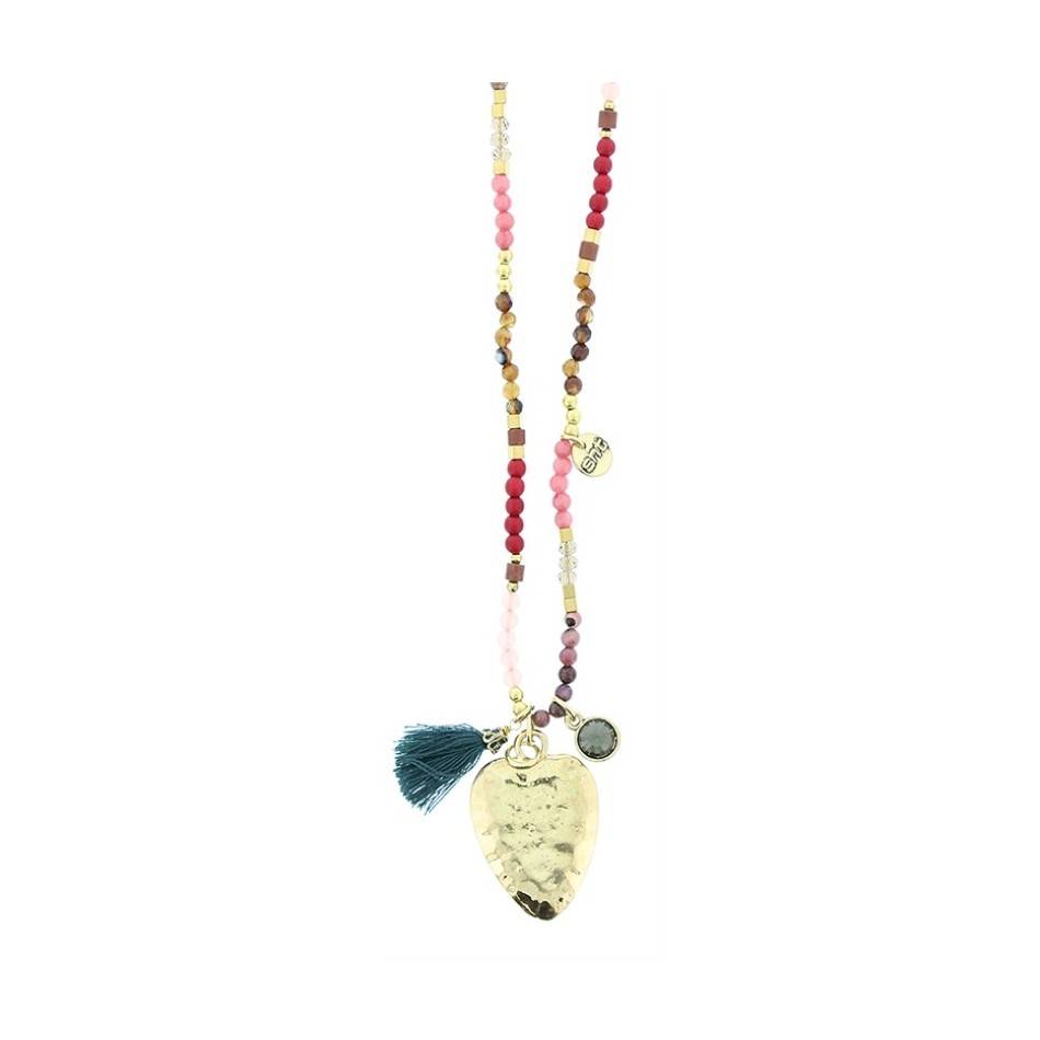 COLLAR LARGO METAL PIEDRAS COLGANTE