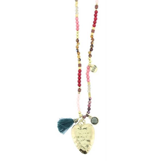 COLLAR LARGO METAL PIEDRAS COLGANTE