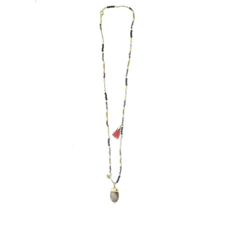 LONG STONE PENDANT NECKLACE