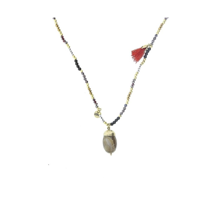 LONG STONE PENDANT NECKLACE