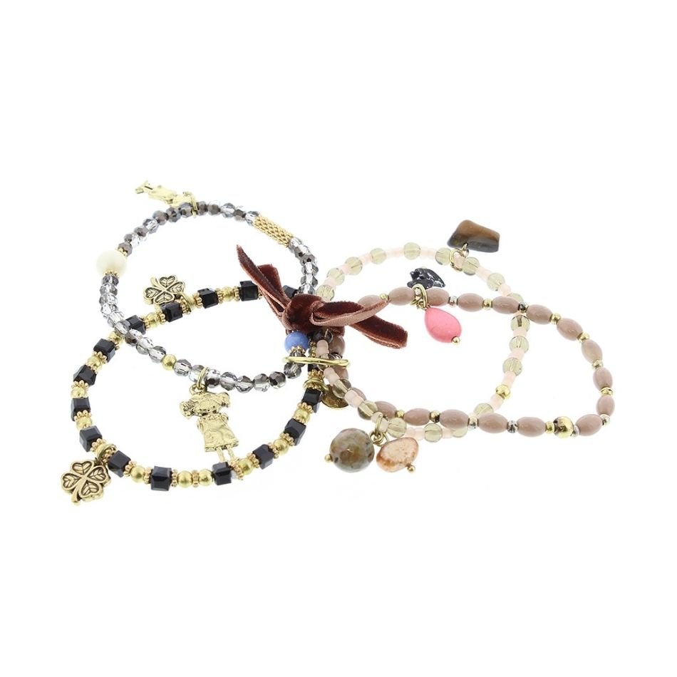 4 STRAPS CRYSTAL STONE BRACELET