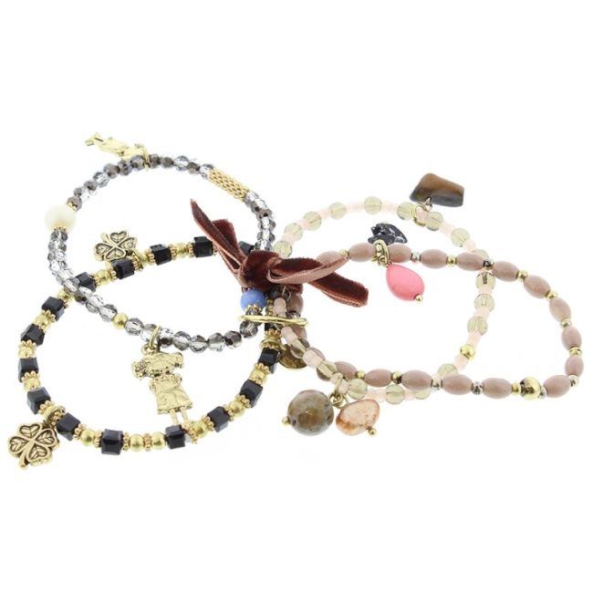 4 STRAPS CRYSTAL STONE BRACELET