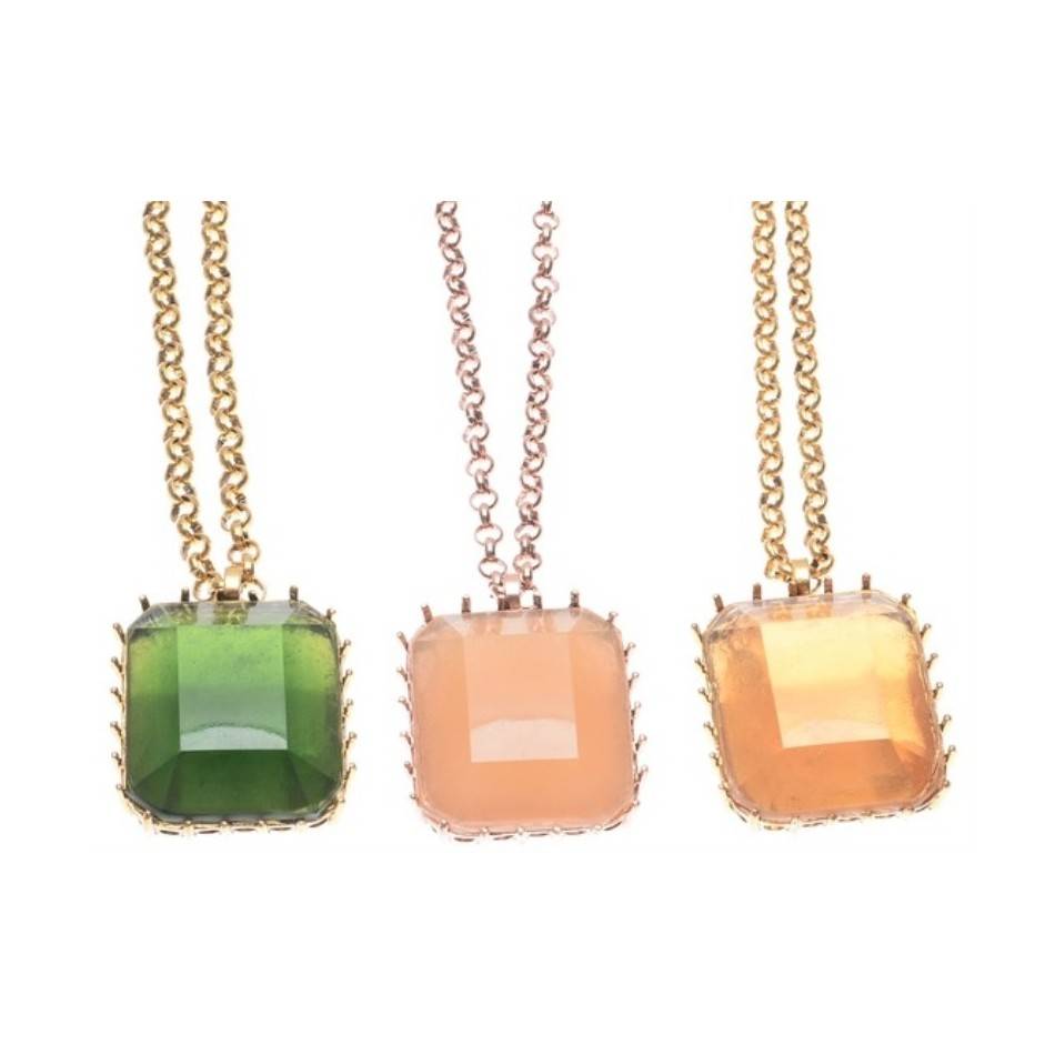 LONG PENDANT NECKLACE METAL RESIN