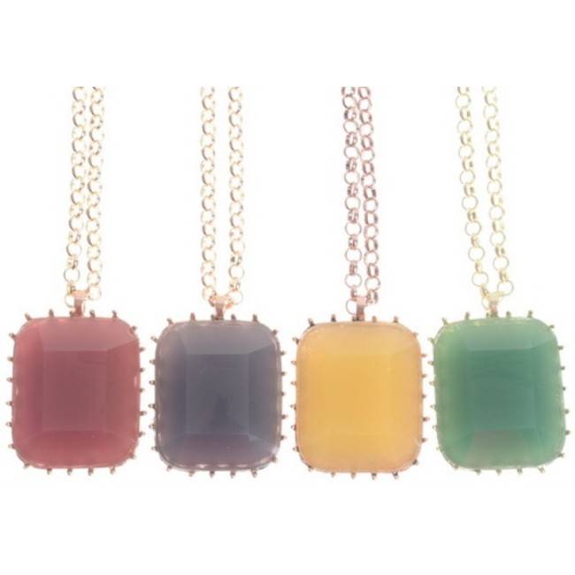 LONG PENDANT NECKLACE METAL RESIN