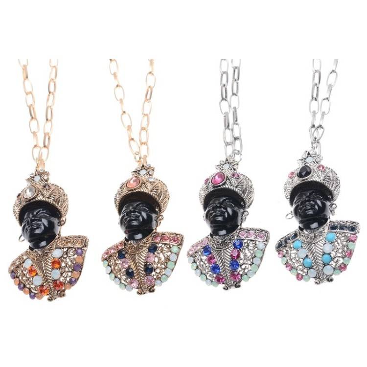 LONG PENDANT NECKLACE CRYSTAL HEAD