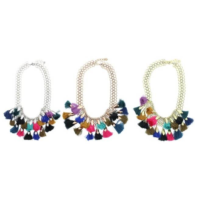 FRINGED CHAIN SHORT NECKLACE