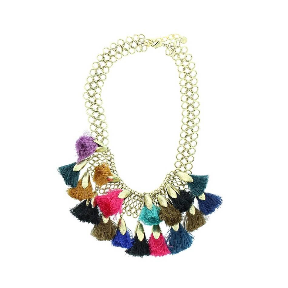 FRINGED CHAIN SHORT NECKLACE